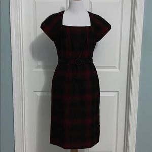 Red Plaid Ombré Banana Republic Dress
